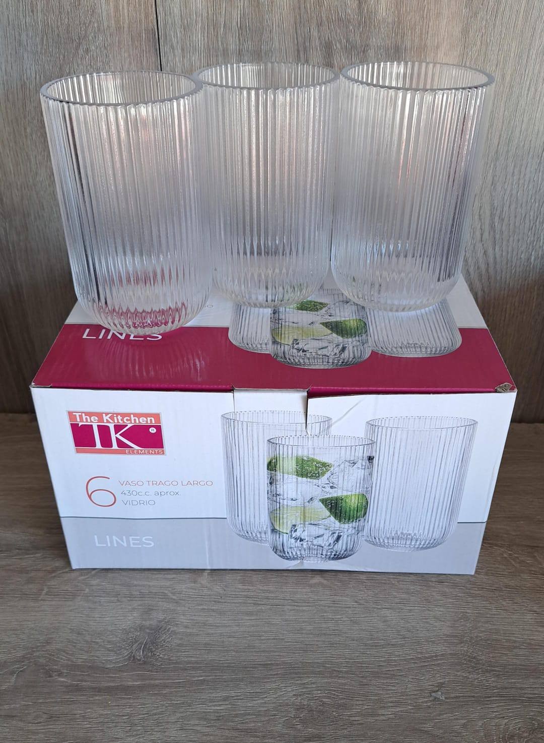 VASO LINES TRAGO LARGO 430 CC X 6 EN CAJA