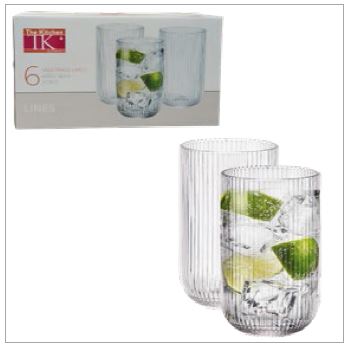 VASO LINES TRAGO LARGO 430 CC X 6 EN CAJA