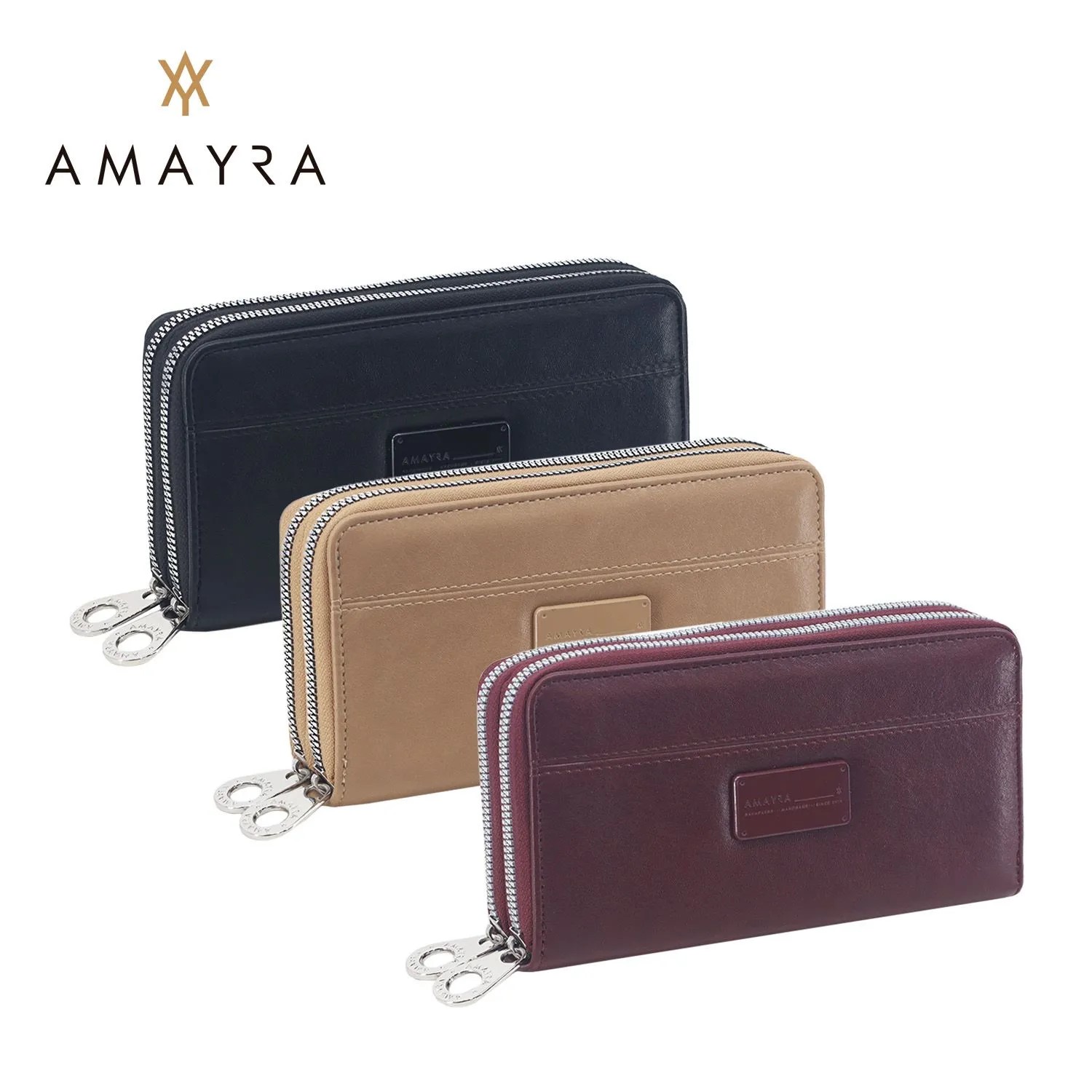 BILLETERA AMAYRA DOBLE CIERRE C/COSTURA FRONTAL
