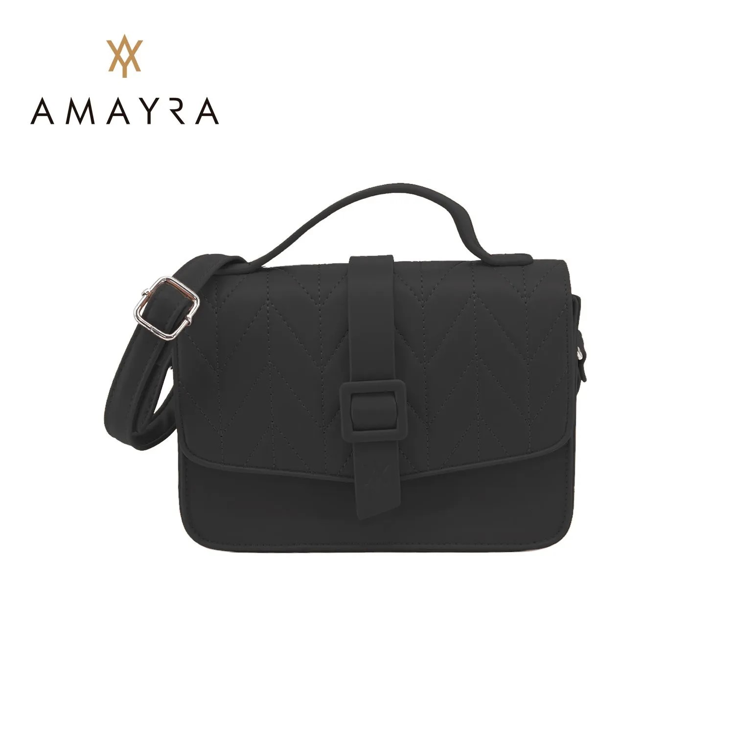 CARTERA AMAYRA NEGRA RIGIDA CORREA CORTA Y LARGA