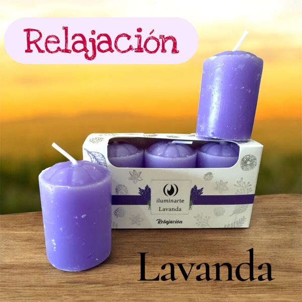 VELA AROMATICAS 5CM X 3 EN CAJA LAVANDA