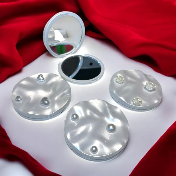 ESPEJO P/CARTERA 78MM NACARADO C/DETALLES DE DIJES